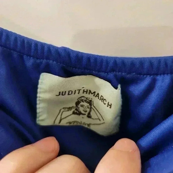 Judith March Tiered Midi Skirt Size S Stretchy Blue White #R423 - Picture 2 of 5